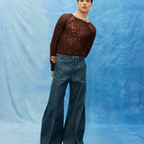 PLEATED DENIM TROUSERS